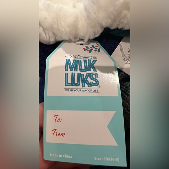 Muk Luks - NWT - Knit Slipper Socks - Green/Blue - Non skid Grip - S/M 6-8 - Picture 5 of 9